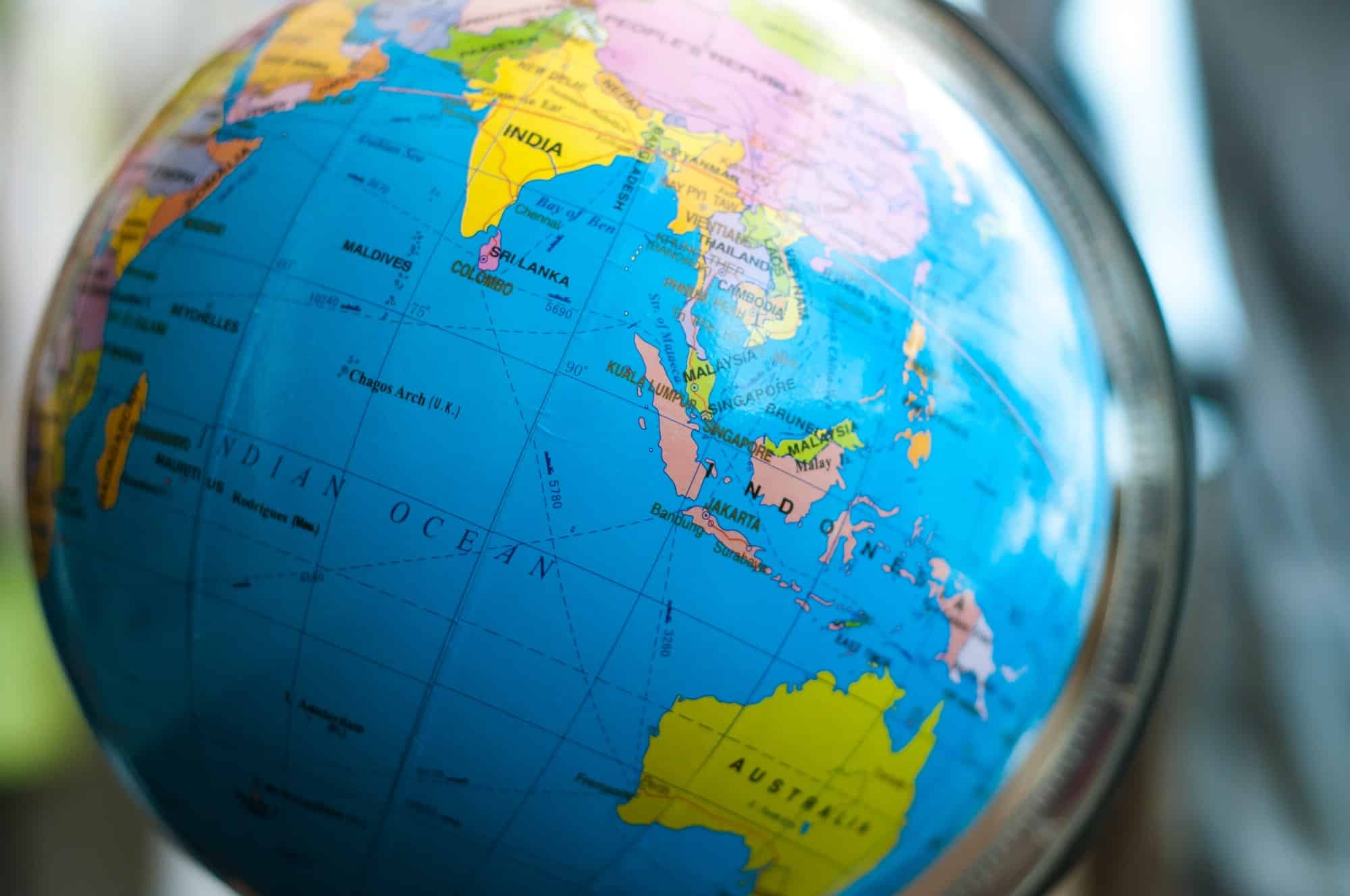 Indonesia on the globe map.